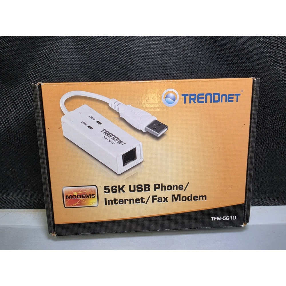 TRENDnet TFM-561U 56K USB Dial-Up Modem Phone/Internet/Fax White PC
